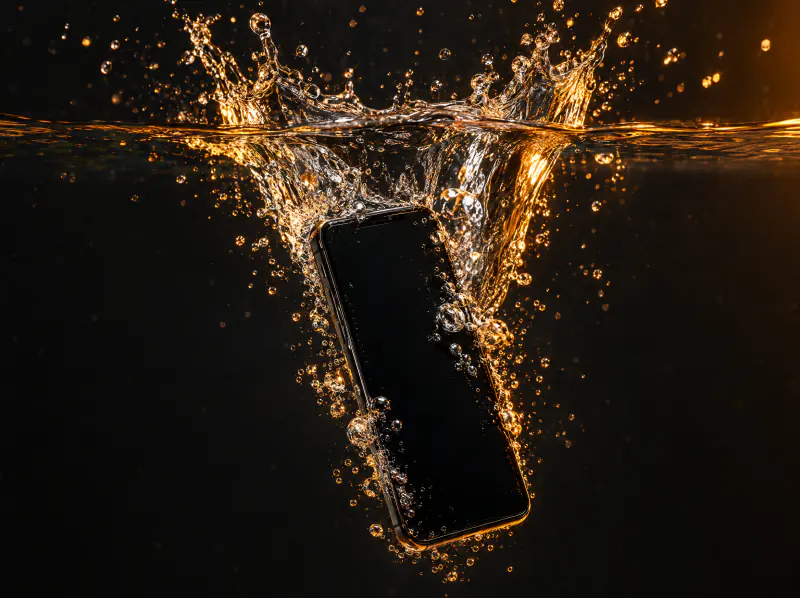 Smartphone splashing into water